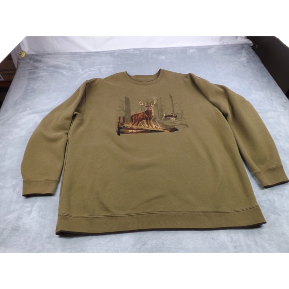 croft & barrow Other - Croft & Barrow Sweatshirt Men's Chest 27.75" Size 3XL Green Embroidered Deer